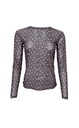 Black Colour Annie mesh blouse coffee dot