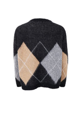 Black Colour Beth argyle knit jumper black