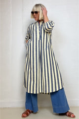 Gaspar Love poplin dress stripe dark blue