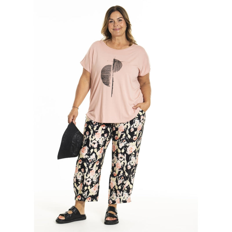 GOZZIP Gitte t-shirt with print Peach rose