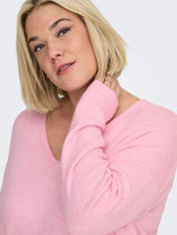 Only Carmakoma Margareta knit v- neck light pink