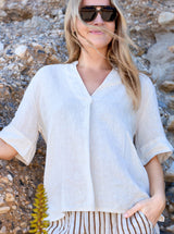 Black Colour linen blouse vanilla