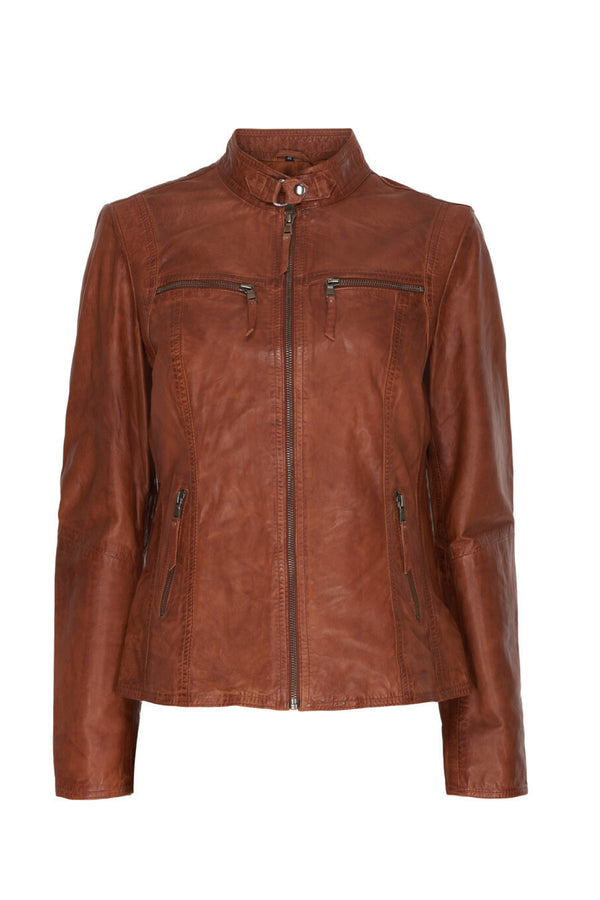 Molltan skind jakke cognac