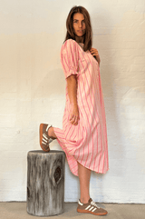 Gaspar Tunø stripe dress rose