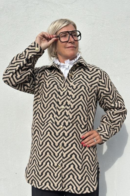 Gaspar  Stockholm jaquard shirt/jacket dark sand