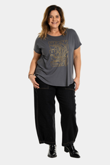 Gozzip Gitte t-shirt with print  charcoal