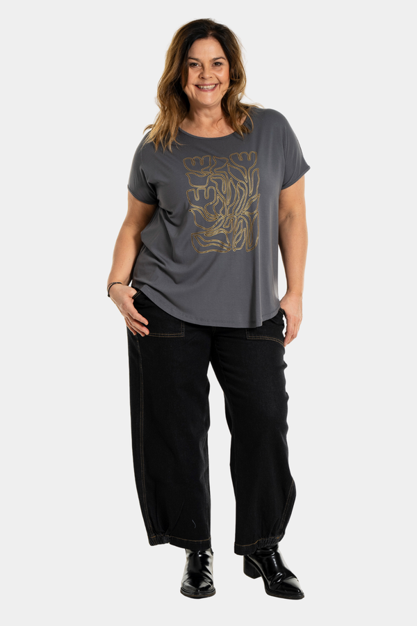 Gozzip Gitte t-shirt with print  charcoal