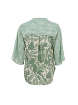 Black Colour  Luna flared sleeve blouse floral mix green