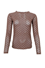 Black Colour Jennie dotted mesh blouse espresso dot