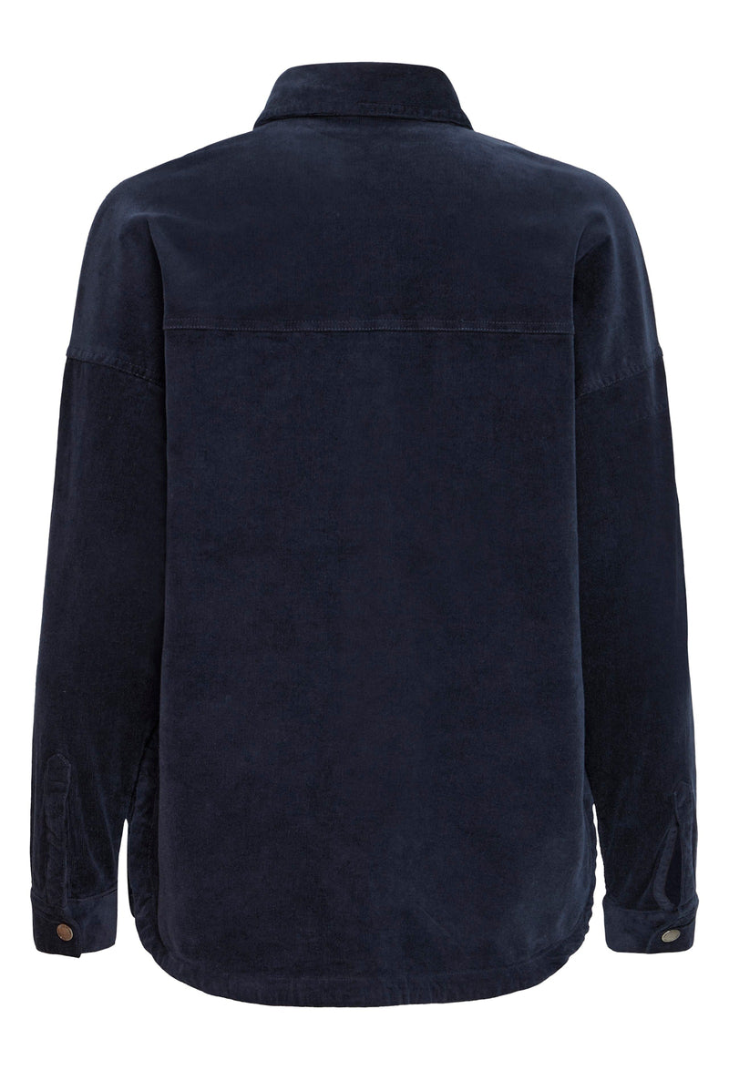Pulz  Sally shirt baby fløjl dark sapphire navy