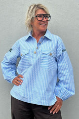 Gaspar Aarhus Stripe Shirt Light Blue