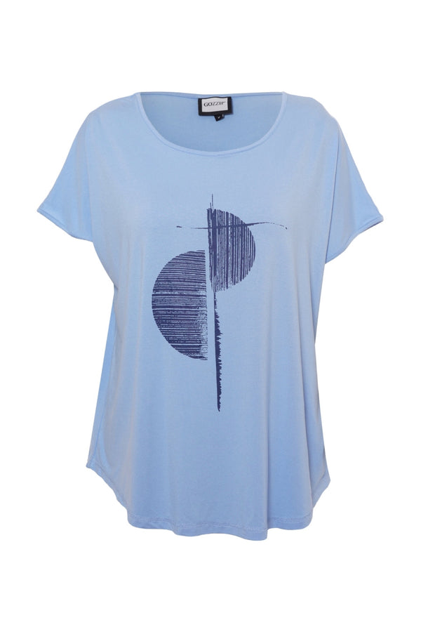 GOZZIP Gitte t-shirt with print Angel blue