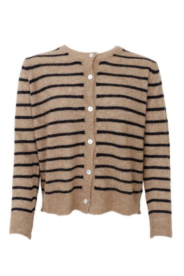 Black Colour Dell striped knit cardigan taupe