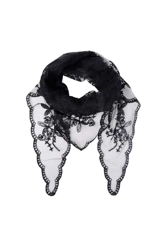 Black Colour  Miriana triangle lace scarf black