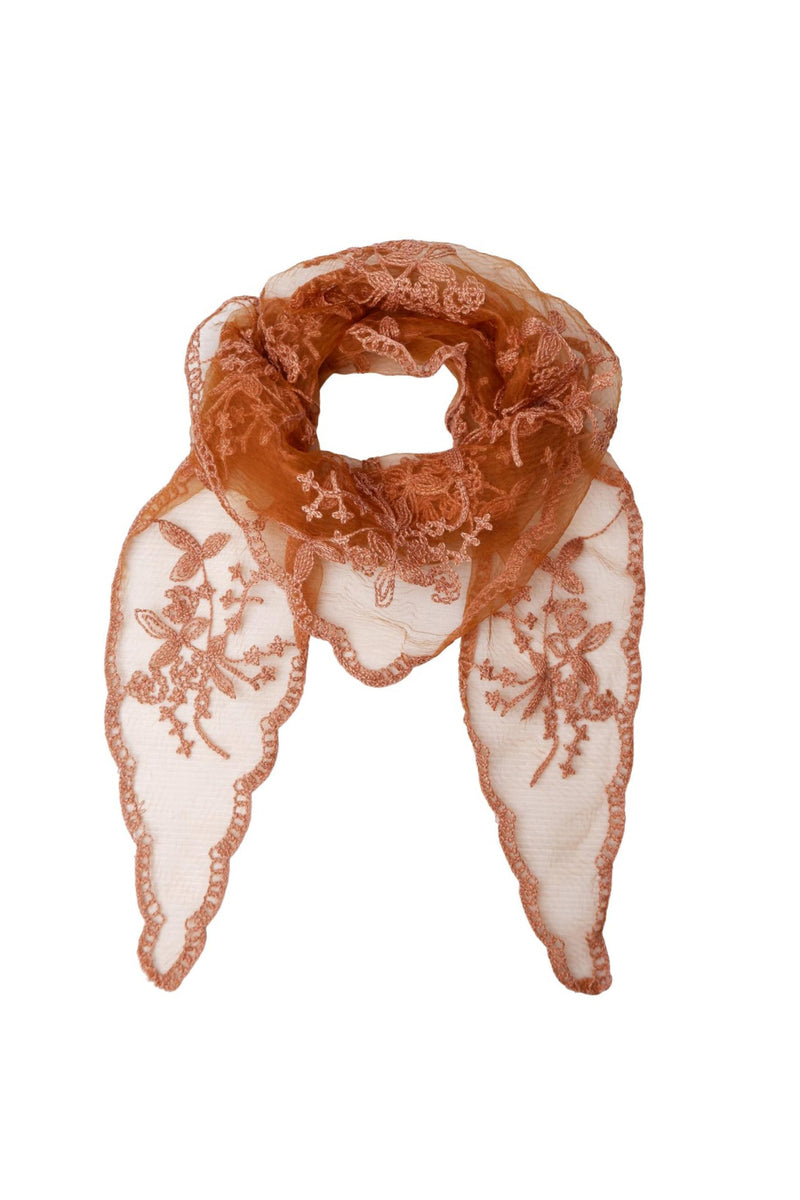 Black Colour  Miriana triangle lace scarf tobacco