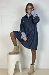 Gaspar Rio denim dress dark blue