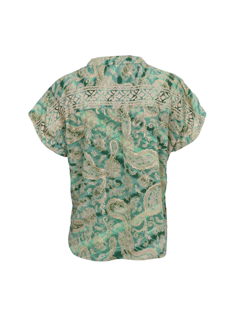 Black Colour Luna Andrea top floral green