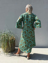 Gaspar Mumbai flower dress aqua