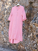 Black Colour Melina linen shirt dress rosa stripe