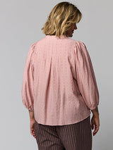 Gozzip Maris blouse rose with brown and silver dots