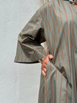 Gaspar Mumbai stripe dress dusty green