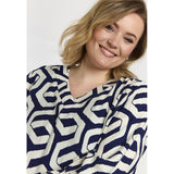 Gozzip Meta tunic blue offwhite print