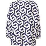 Gozzip Annbrit shirt blue offwhite print