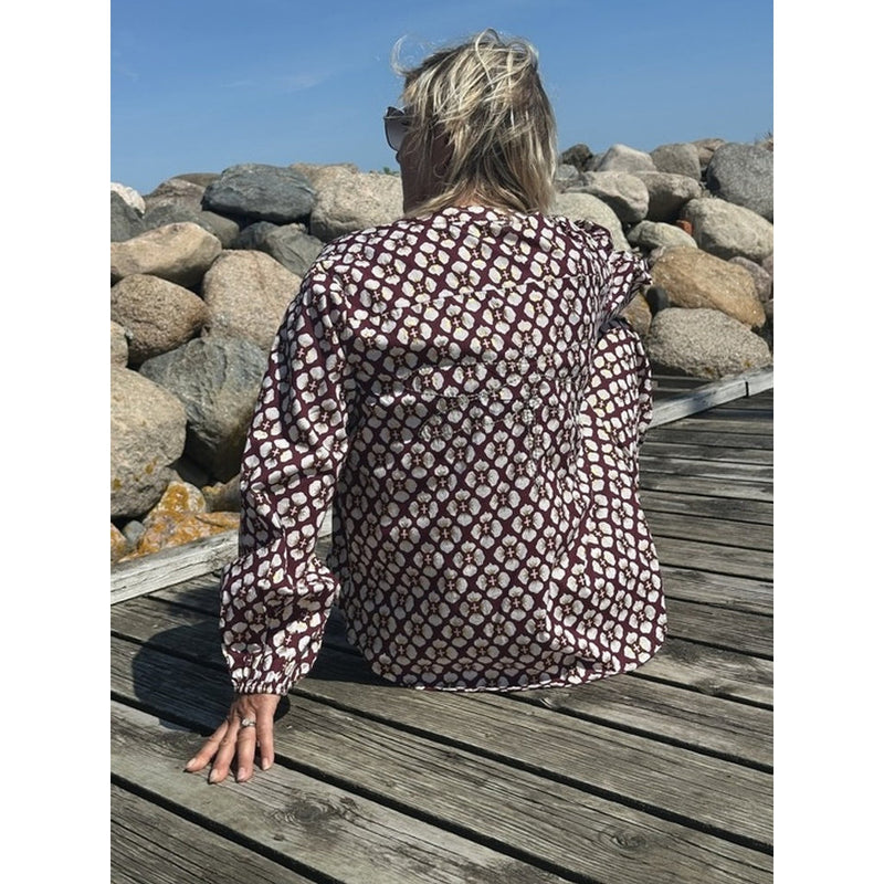 Gaspar Læsø flower shirt bordeaux