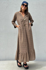 Gaspar Loule broderi anglaise dress dusty brown