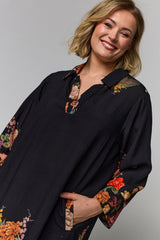 Gozzip Michelle Tunic black with rose fall board