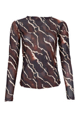 Black Colour Annie mesh blouse marble print
