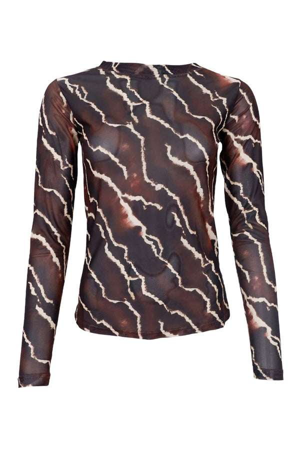 Black Colour Annie mesh blouse marble print