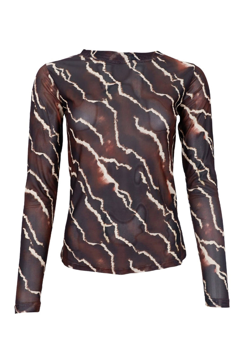 Black Colour Annie mesh blouse marble print