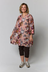 Gozzip Skuld tunic Dusty rose with large flowers
