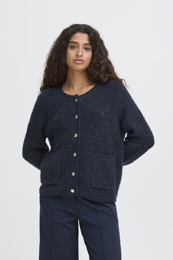 Ichi Valmai knit jacket navy blue total eclipse