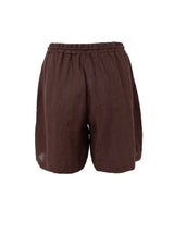 Black Colour Melina linen shorts coffee