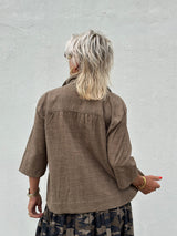 Gaspar Porto broderi anglaise shirt dusty brown