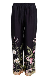 Black Colour Zennia pant black flower