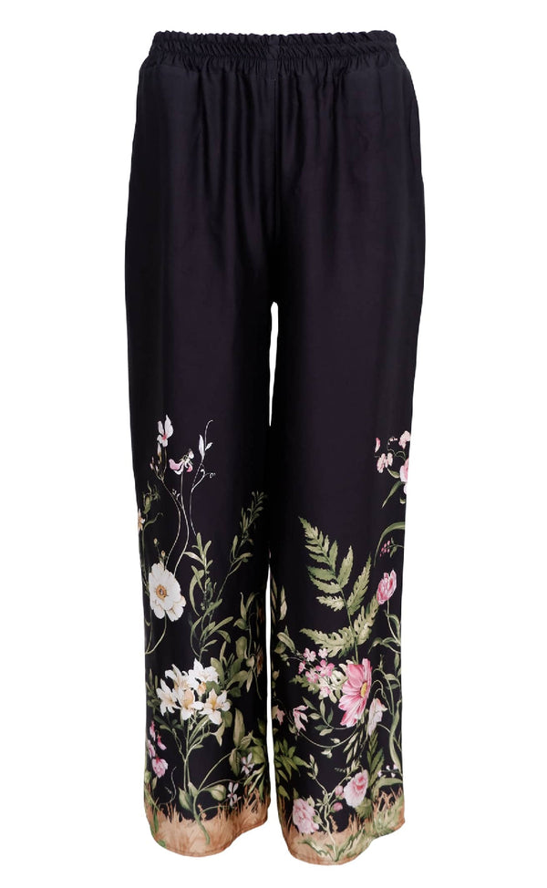 Black Colour Zennia pant black flower