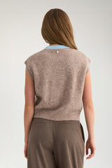 Nümph Nuriette bow vest taupe gray melange