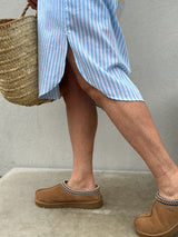 Gaspar Malmø shirt dress light blue stripe