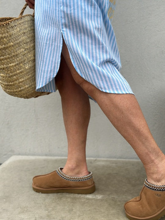 Gaspar Malmø shirt dress light blue stripe