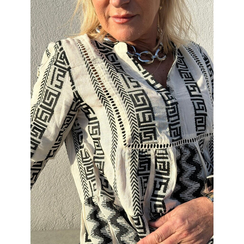 Gaspar Hawaii Jaquard dress black/offwhite