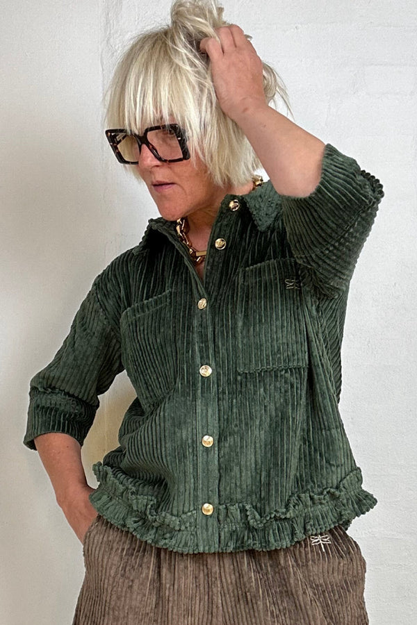 Gaspar Vigo Corduroy shirt bottle green