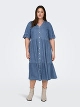 Only Carmakoma Areena denim dress light blue