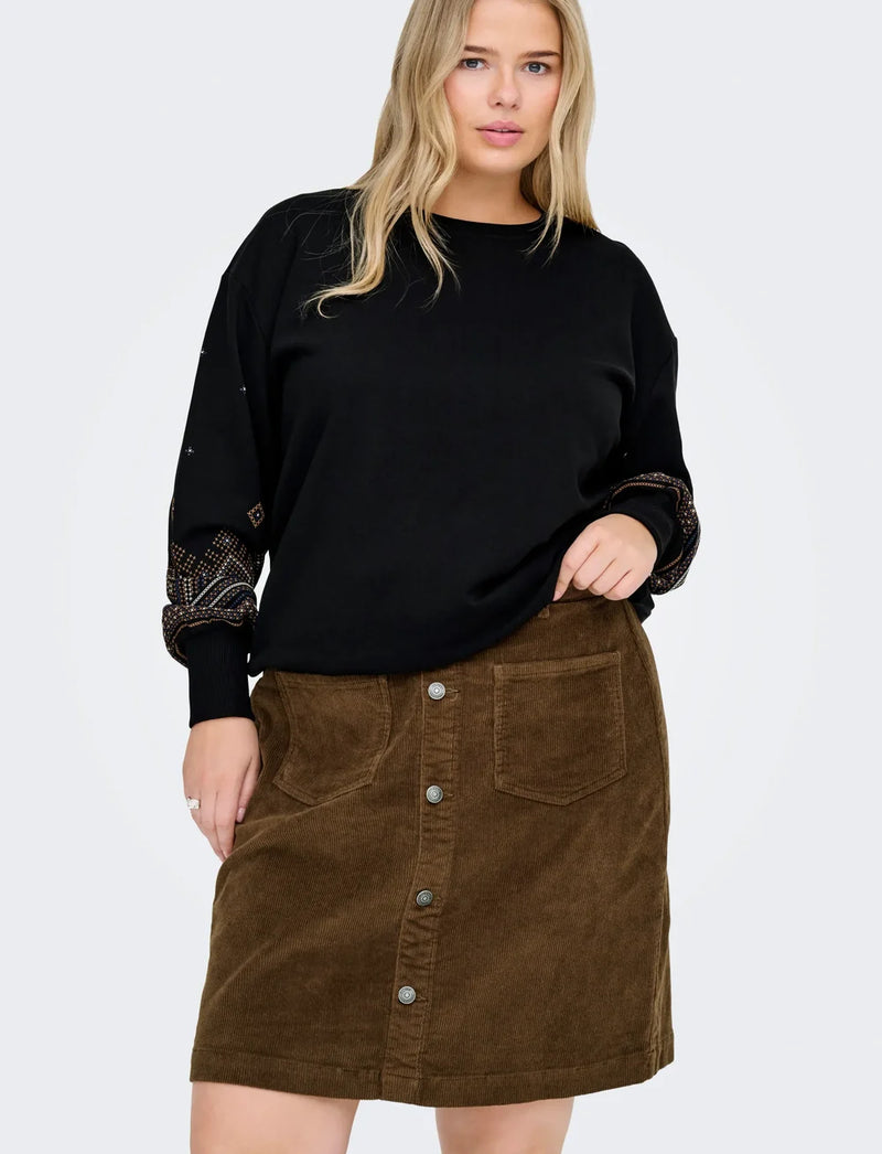 Only Carmakoma Amazing cord skirt brown
