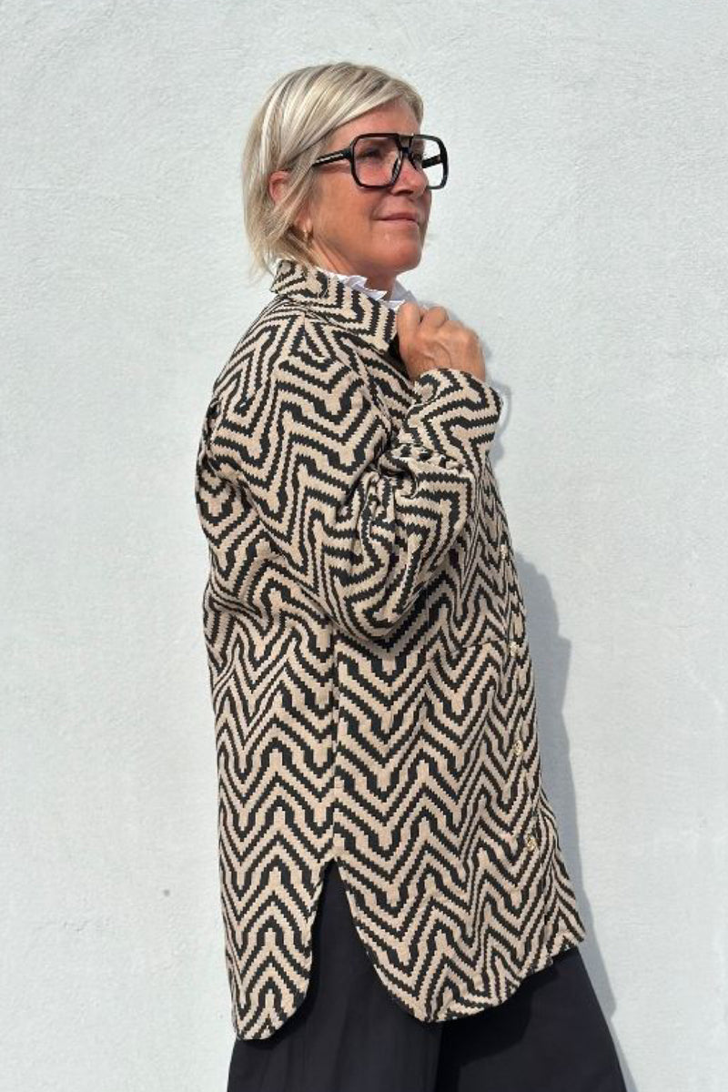 Gaspar  Stockholm jaquard shirt/jacket dark sand