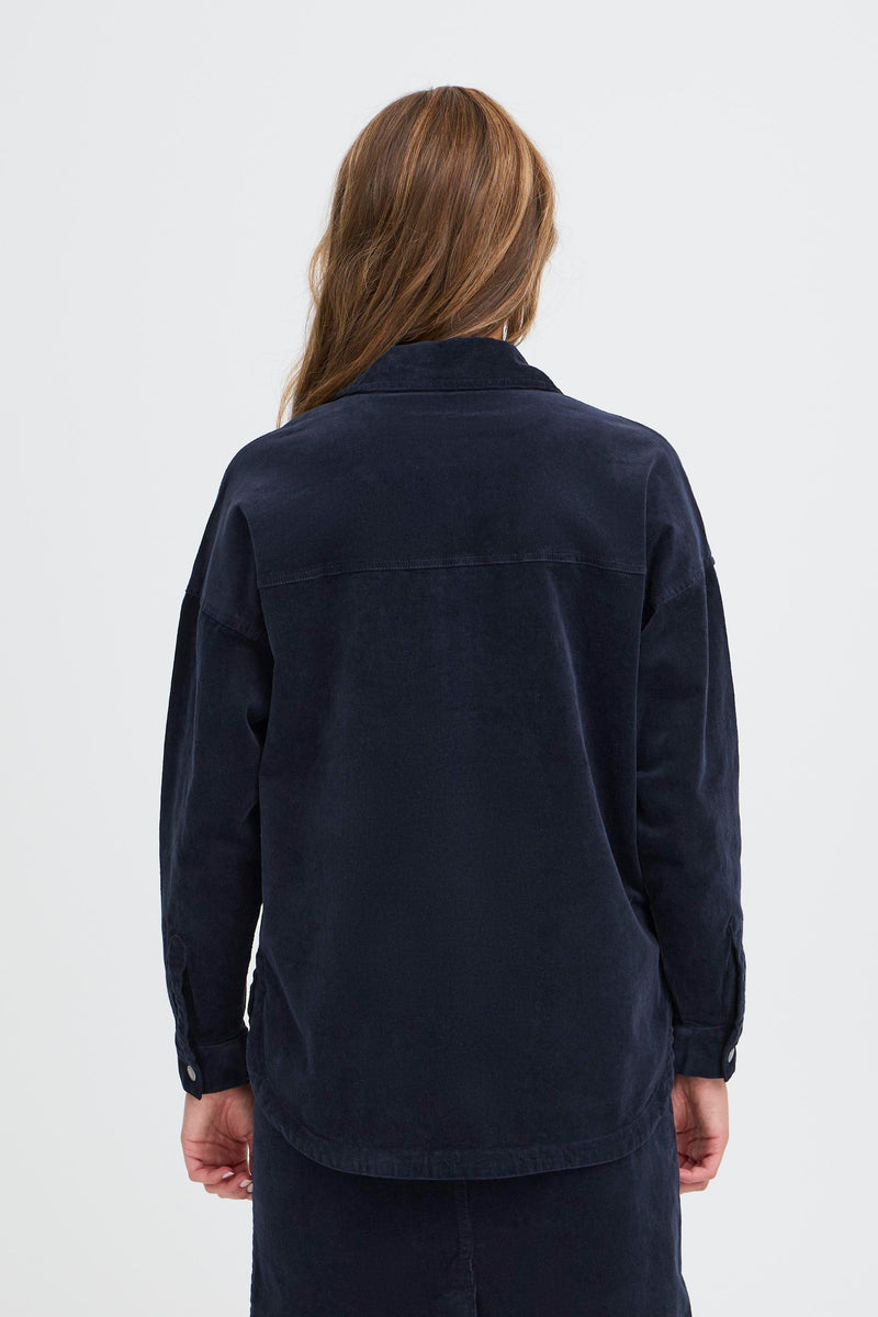 Pulz  Sally shirt baby fløjl dark sapphire navy