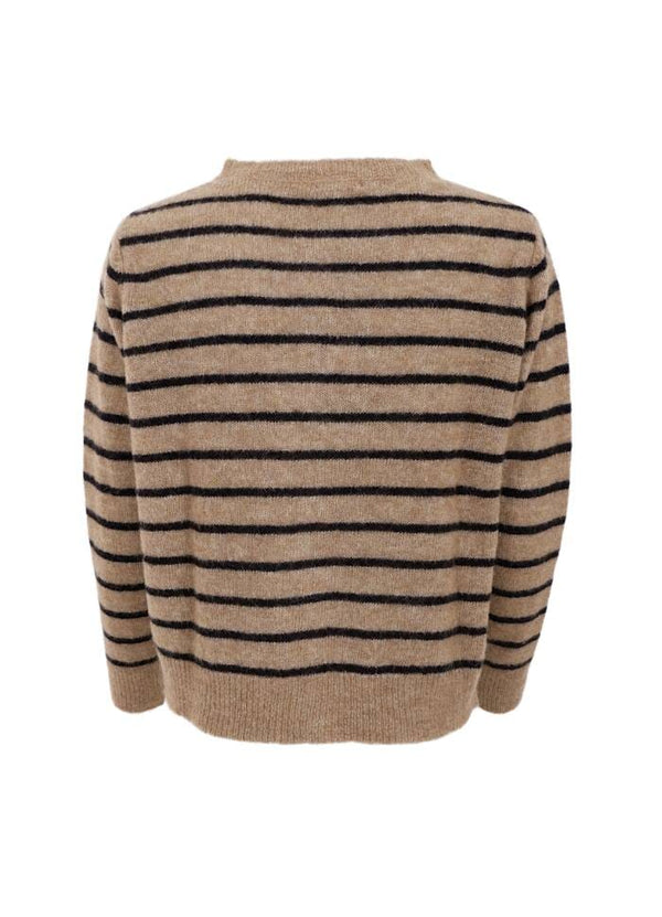 Black Colour Dell striped knit cardigan taupe
