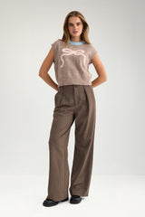 Nümph Nuriette bow vest taupe gray melange
